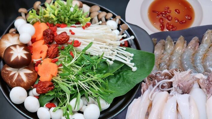 Chuẩn bị rau và nấm